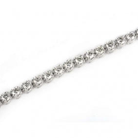 18k White Gold Round Brilliant Cut Diamond Line Bracelet 3.95ct